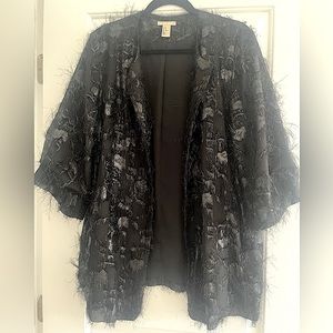 H&M black lined jacket w tinsel fringe -  very “Liza”
